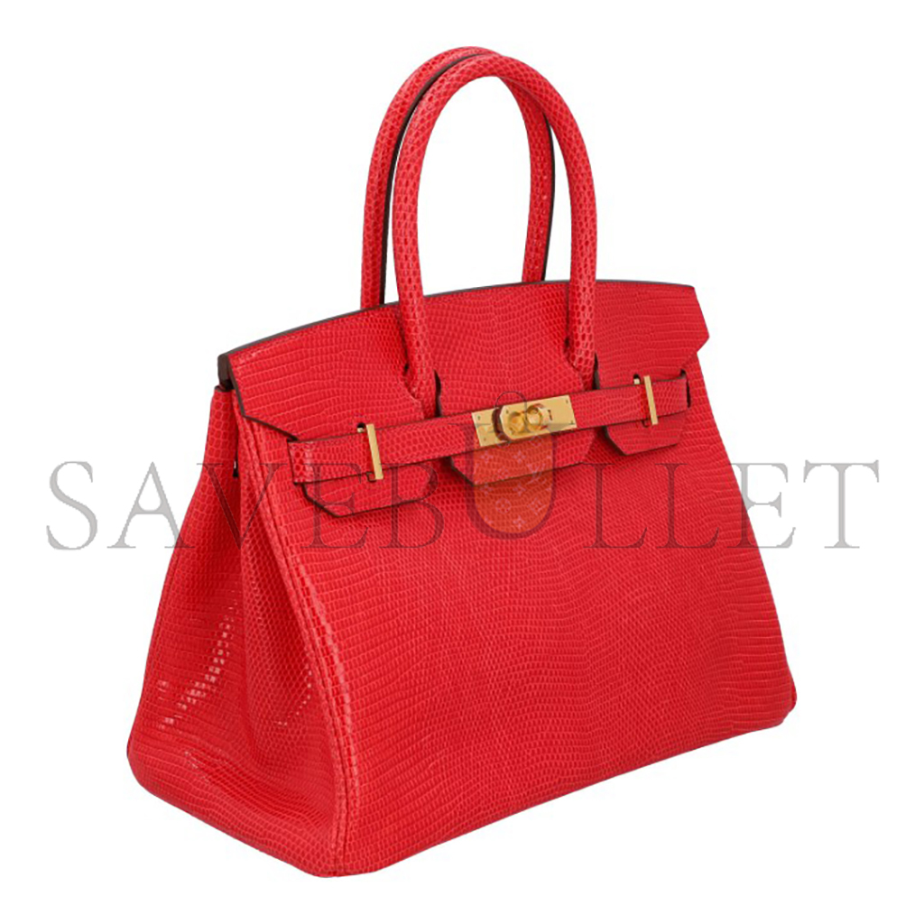 H**mes master birkin 30 lizard red gold buckle h028352ca53 (30*22*16cm)